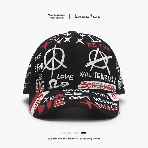 Berretto Da Baseball Graffiti Puro Cotone Traspirante Streetwear Regolabile Visiera Curva Outdoor Protezione Solare Per Uomini Donne