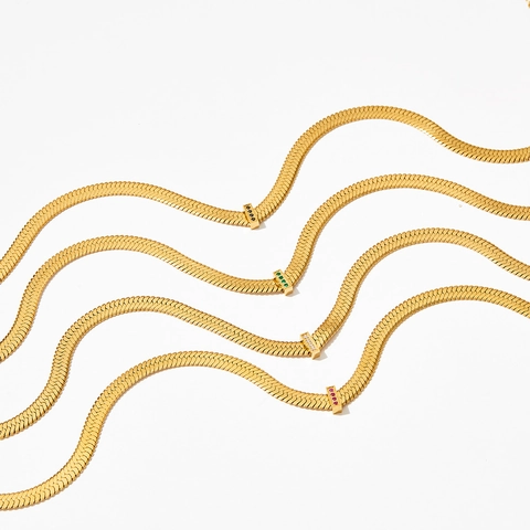Bracciale a Catena Francese Vintage in Acciaio Inossidabile a Osso di Serpente per Donna Placcato Oro Argento Con Strass e Cuore