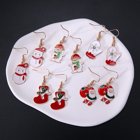 Orecchini Di Natale Lega Smalto Strass Babbo Natale Pupazzo Di Neve Fiocco Albero Gioielli Per Feste Festive Per Donne Ragazze