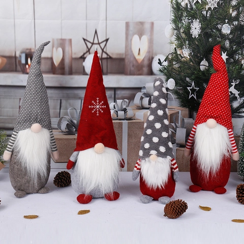 Adornos De Gnomos De Navidad Muñecos De Peluche Sin Cara Decoraciones Tomte Nisse Sentado Sombrero Puntiagudo Barba De Poliéster