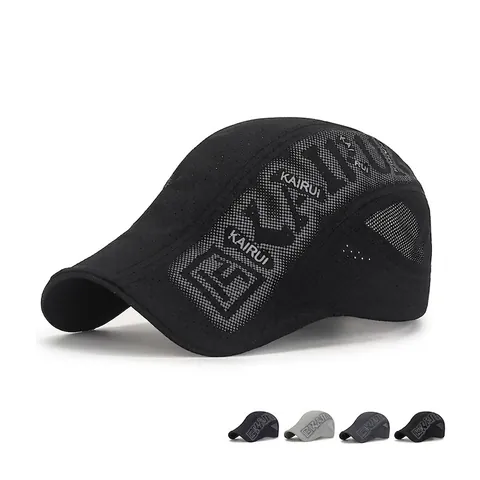 Men Flat Cap Quick Dry Breathable Laser Cut Mesh Ivy Hat Summer Outdoor Sun Protection Casual Adjustable Driving Cap
