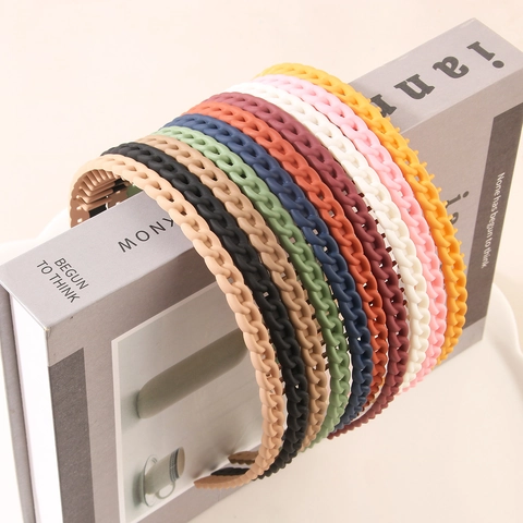 Diademas Antideslizantes De Plástico Mate Con Dientes Cadena Trenzada Textura Ondulada Accesorios Para El Cabello Lavado De Cara Para Mujeres