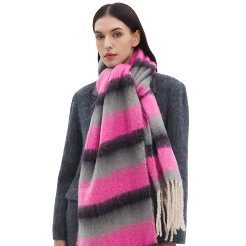 Winter Thick Striped Scarf For Women Men Warm Soft Knit Tassel Wrap Long Shawl Multicolor Pashmina Neck Warmer