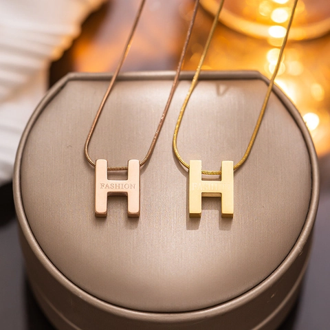 H Letter Hanger Ketting Roestvrij Staal Minimalistische Sieraden Voor Dames Mode Gegraveerde Ketting