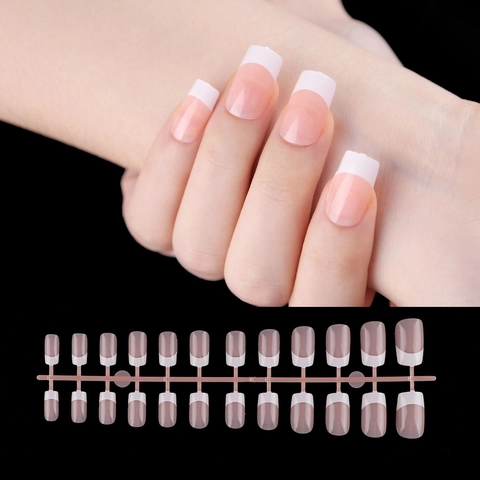 Unghie Finte French Tip Rosa Nude Punte Unghie Varie Forme Quadrato Ballerina Mandorla Materiale ABS Manicure Donne DIY