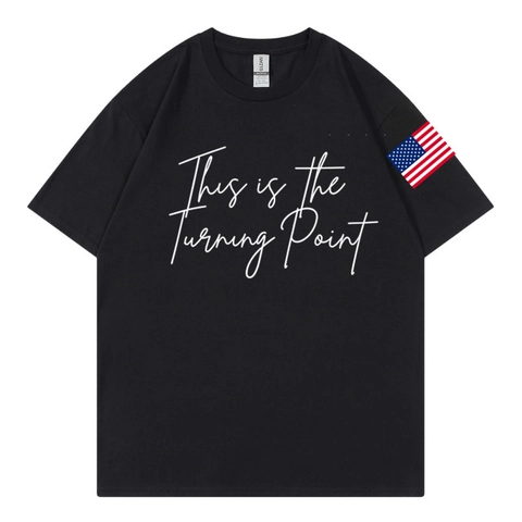 Men Short Sleeve Cotton T-Shirt Round Neck Loose Fit Casual Summer Top With Letter Print And Flag Patch