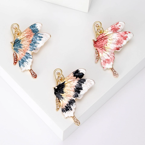 Élégante Broche Papillon en Alliage pour Femmes Avec Peinture Émail et Strass Broche de Mode Épingles pour Costumes Manteaux Accessoire Foulard