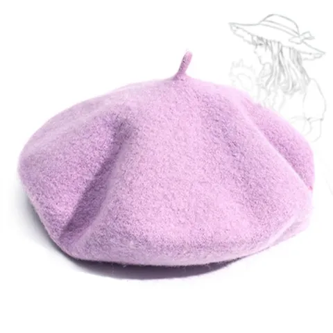 French Style Woolen Beret Hat Women Winter Warm Solid Color Vintage Artist Painter Cap Elegant Fashion Headwear