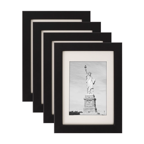 Modern Minimalist Rectangle Photo Frame With White Mat And Plexiglass Wood Grain Texture For Desktop Or Wall Art Home Decor