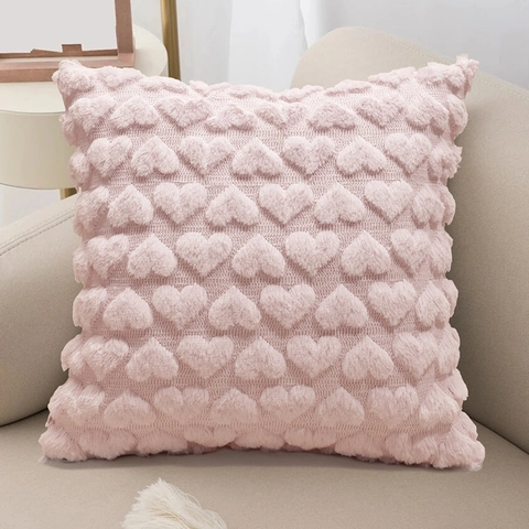Plüsch Herz Kissenbezug Gestrickt Weich Stereo Cartoon Muster Dekokissen Hülle Für Sofa Wohnzimmer Deko Valentinstag Geschenk