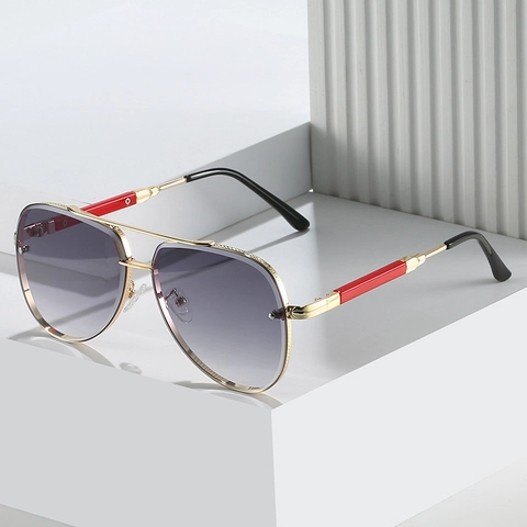Vintage Aviator Sunglasses Metal Frame Double Bridge Square Gradient Lens UV400 Protection Fashion Eyewear For Men Women