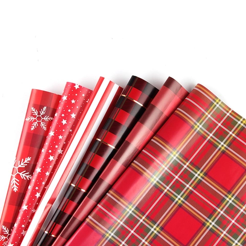 Festive Gift Wrapping Paper Coated Paper Snowflake Plaid Star Stripe Patterns For Birthday Christmas New Year Celebrations DIY