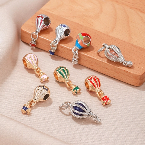 Hot Air Balloon Charm Beads Alloy Enamel Colorful For DIY Bracelet Jewelry Making Cute Cartoon Drip Oil Metal Pendant