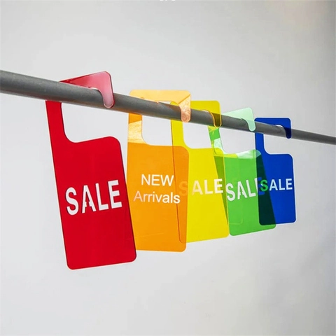 Acrylic Hanging Tag Door Handle Hanger Closet Divider Label For Clothing Store Promotion Sale New Arrivals Transparent