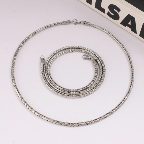 Collana A Catena Foxtail In Acciaio Inossidabile Trama Intrecciata Geometrica Minimalista Gioielli Lunghi Da Donna