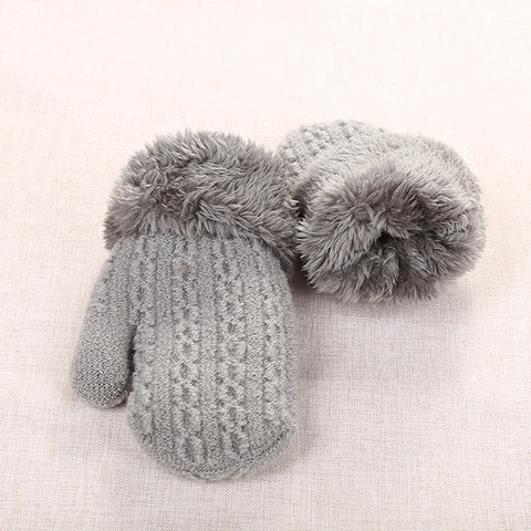 Muffole in Maglia per Bambini Con Corda per Appendere Guanti Caldi Invernali Foderati in Pile per Ragazzi Ragazze Bambini