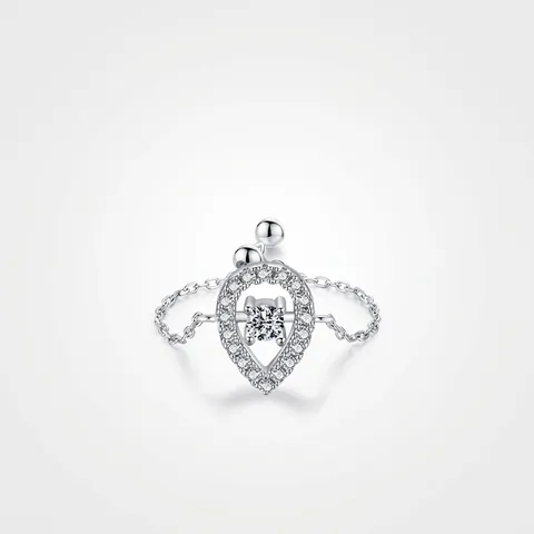 Anello A Goccia In Argento Sterling 925 Con Zircone Danzante Catena Regolabile Gioielli Eleganti Regalo Per Donna