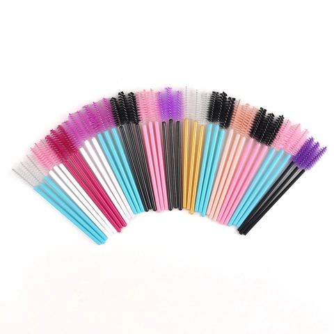 Disposable Eyelash Brushes Mascara Wands Plastic Handle Nylon Spiral Fiber Head Eyebrow Grooming Extension Makeup Comb