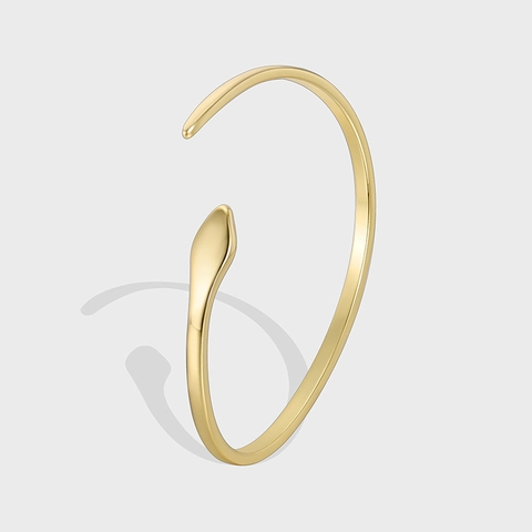 Minimalistischer Kupfer Zirkonia Schlange Offener Armreif Für Damen Gold Silber Roségold Galvanisiert Verstellbar Tierform Manschettenarmband Modeschmuck