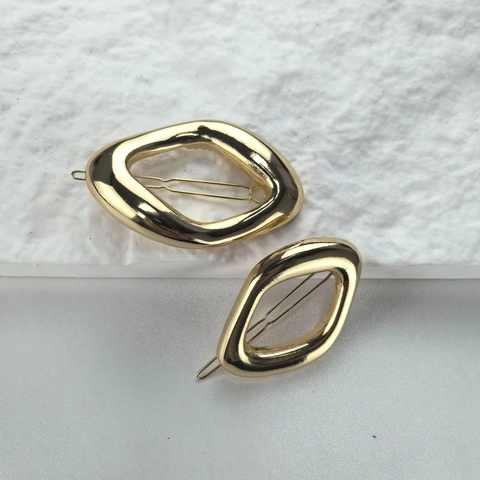 Geometrische Onregelmatige Ovale Metalen Haarclip Minimalistische Gouden Legering Haarpeld Elegante Haaraccessoires