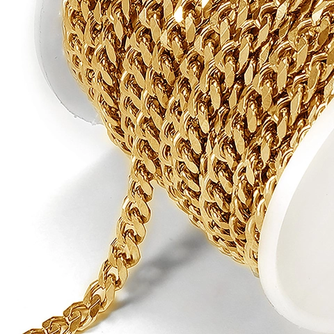 Cuban Link Chain 304 Stainless Steel For DIY Jewelry Making Necklace Bracelet Gold Steel Color Hip Hop Craft Supply