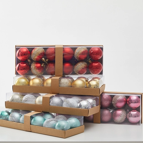 Kerstballen PVC Beschilderd Gegalvaniseerd Glanzend Mat Glinsterend Hangende Decoratie Voor Kerstboom