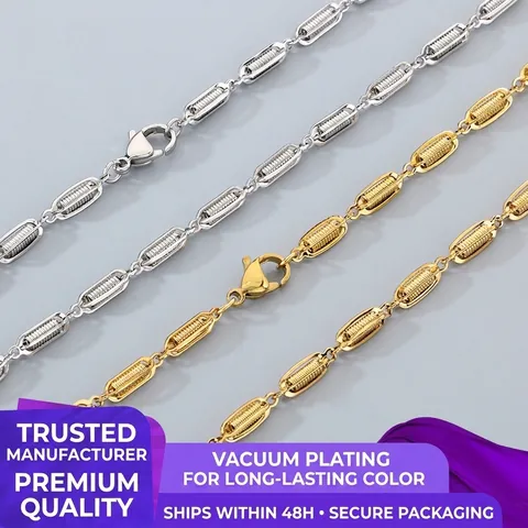 Collana E Bracciale A Catena Rigata In Acciaio Inossidabile Design Di Giunzione Gioielli Dalla Trama Unica Per Accessori Donna