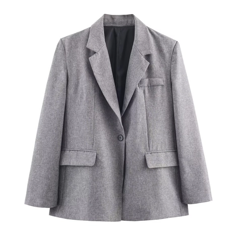 Damen Grau Fischgräten Blazer Und A-Linien Rock Polyester Schulterpolster Langarm Business Casual Büro Dame