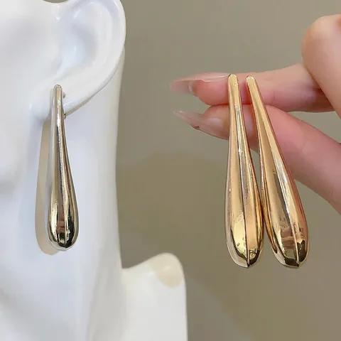 Pendientes Colgantes De Gota Con Poste De Plata De Ley 925 Joyería De Metal Pulido Espejo Para Mujer
