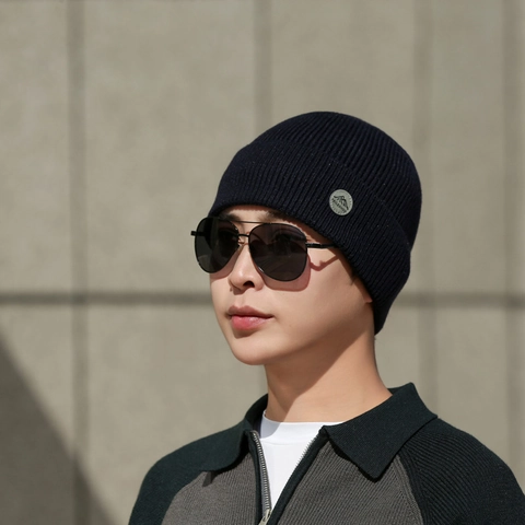 Men's Knitted Beanie Hat Winter Warm Fleece Lined Ribbed Knit Cuffed Skull Cap Outdoor Casual Solid Color
