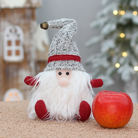 Christmas Gnome Doll Knitted Gift Bag Candy Apple Pouch Swedish Tomte Desktop Ornament Bell Decor Holiday Party