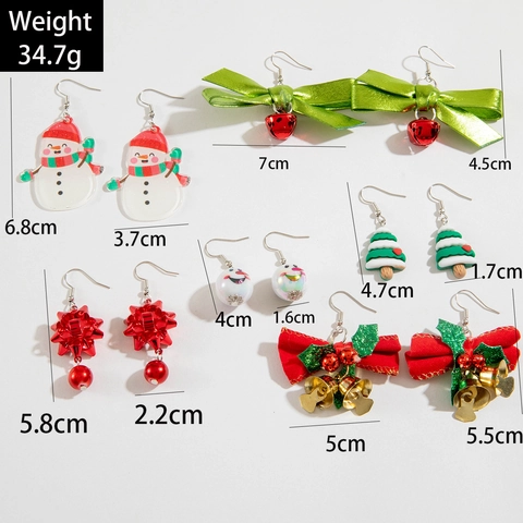 Weihnachts Ohrringe Legierung Harz Kunststoff Stoff Schneemann Baum Glocke Schleife Festlicher Schmuck Für Frauen