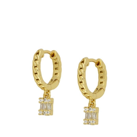 Orecchini In Rame Placcato Oro Zircone Scintillante Geometrici Croce Pera Pendenti Con Perno In Argento Donne Moda