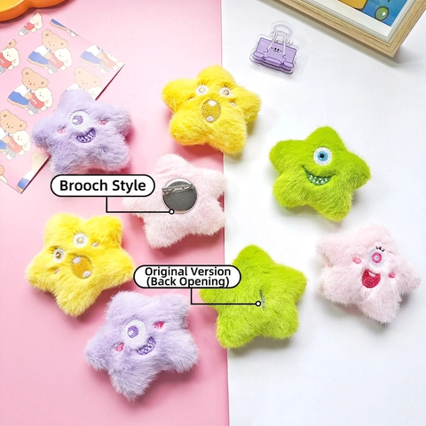 Plüsch Stern Brosche Pin Süße Monster Gesicht Bestickte Weiche Puppe DIY Deko Accessoire Für Kleidung Tasche Hut Unisex Spaß