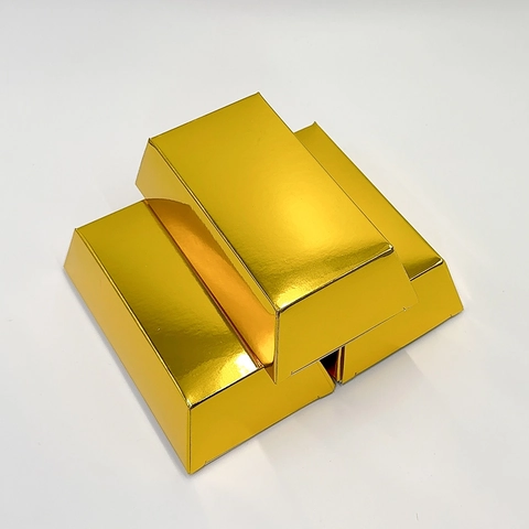 Gold Bar Shape Gift Boxes Shiny Bullion Paper Candy Box For Graduation Party Christmas Decor Foldable Chocolate Packaging