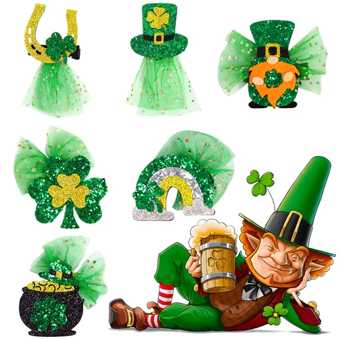 St Patrick's Day Haarklammern Kleeblatt Gnom Pailletten Netz Festliche Haar Accessoires Für Frauen Party Kostüm