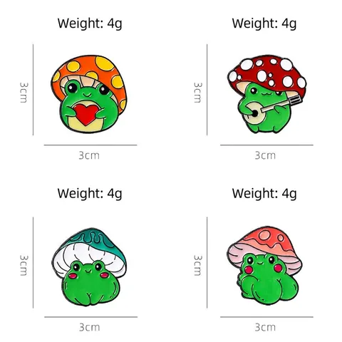 Cartoon Frosch Pilz Emaille Brosche Pin Süße Tier Legierung Abzeichen Für Kleidung Rucksack Zubehör Geschenk Für Kinder Freunde