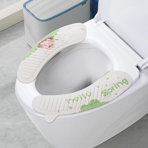 Eva Waterproof Toilet Seat Cover Self Adhesive Soft Thickened Bathroom Mat With Handle Universal Washable Free Cartoon Print