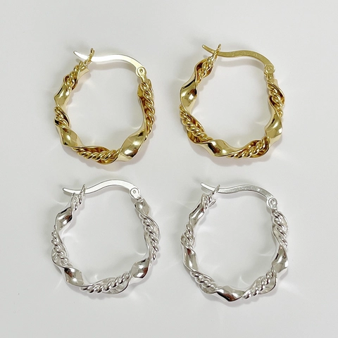 Orecchini A Cerchio In Argentto Sterling 925 Intrecciato Ritorto Stile Francese Gioielli Minimalisti Per Donne Elegante Lucido