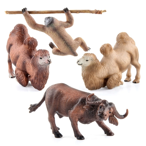 Modèles Figurines Animaux Réalistes Plastique Solide Buffle Chameau Paresseux Animaux Sauvages Pour Éducation Décoration Bureau