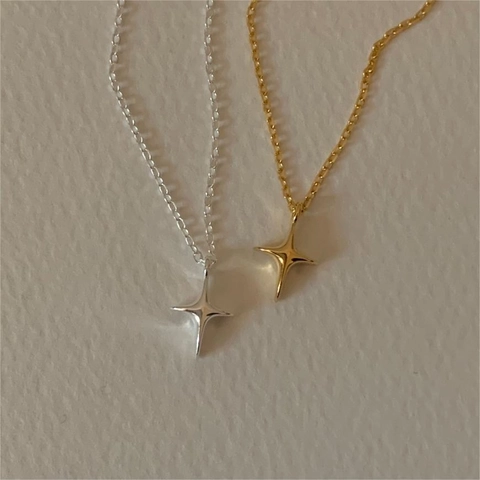 925 Sterling Silver Necklace With Polished Star Shaped Pendant Minimalist Korean Ins Style Women Daily Accessories
