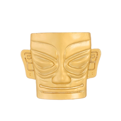 Spilla Maschera Sanxingdui Vintage Lega Retro Oro Pin Viso Per Accessorio Costume Festa Halloween Unisex