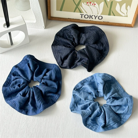 Coleteros De Tela Vaquera Grande Gomas Pelo Vintage Sobredimensionado Alta Elasticidad Para Mujeres Niñas Elegante