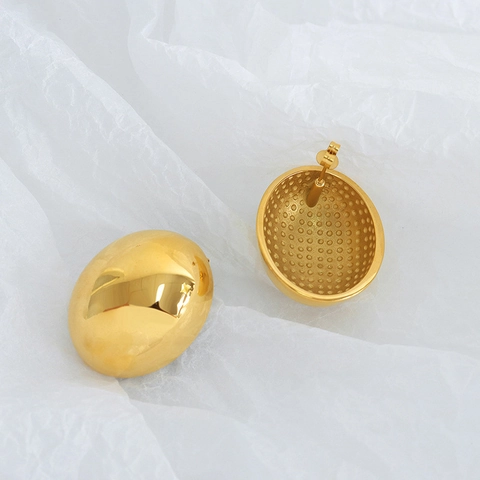 Minimalistische Künstlerische Ovale Plattierung 304 Edelstahl 18k Vergoldete Ohrstecker