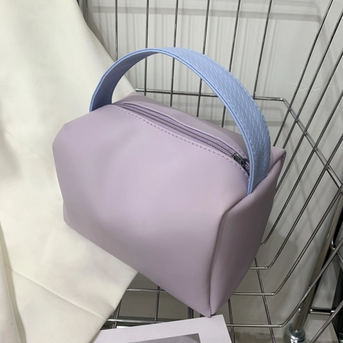 Small Square Handbag Fashion PU Leather Top Handle Solid Color Zipper Closure Trendy Box Bag For Women