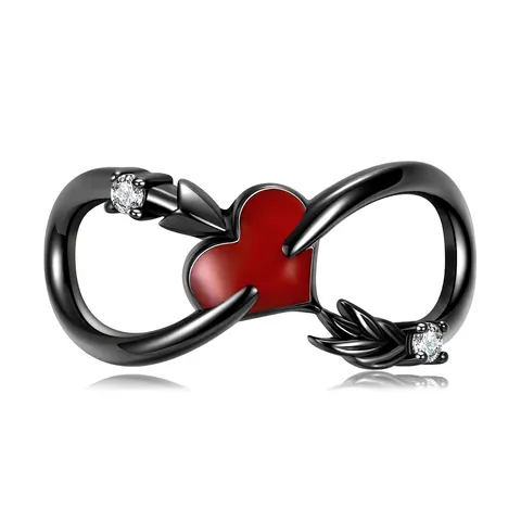 925 Sterling Silver Cupid's Arrow Infinity Heart Charm For DIY Bracelets Jewelry Making Rhinestone Enamel Bead For Women