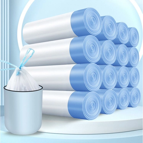 Thickened Drawstring Trash Bags HDPE Plastic Automatic Closure Leakproof High Toughness Garbage Bags For Kitchen Bathroom Home