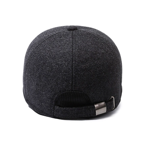Men Winter Warm Baseball Cap With Ear Protection Windproof Woolen Blend Outdoor Sport Hat Adjustable Solid Color Casual