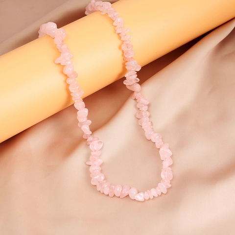 Natural Crystal Stone Chip Necklace Irregular Handmade Bohemian Summer Vacation Jewelry For Women Adjustable Clasp