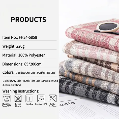 Britse Stijl Ruit Sjaal Voor Dames Heren Lang Warm Winter Sjaal Met Kwastjes Zacht Polyester Bedrukt Pashmina Omslagdoek